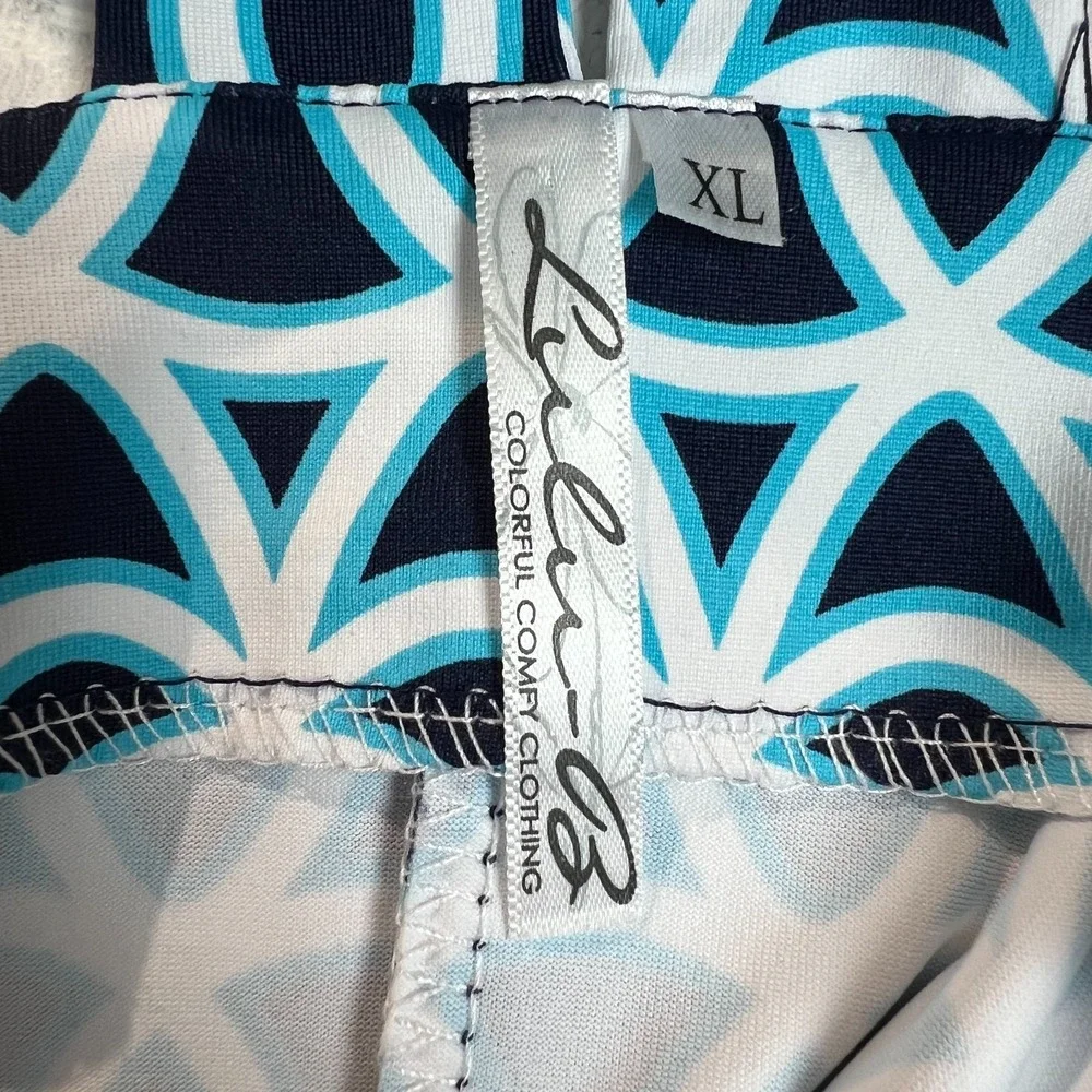 LULU B Dress‎ Womens XL Blue Geometric Sleeveless UPF 50 Strappy Travel Resort